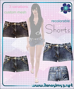 Recolorable denim shorts