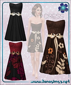 Tube dress featuring a sequin bow belt, recolorable 