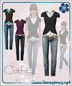 Outfit with jeans, shirt and blazer, recolorable