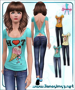 Hot ice cream t-shirt and jeans outfit, recolorable
