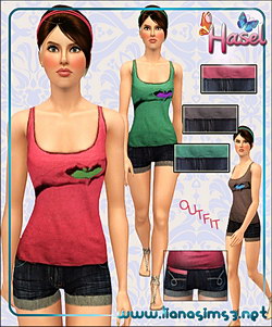 Shorts and tank outfit, recolorable