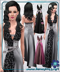 Formal satin dress with rhinestone details, fully recolorable - fixed link