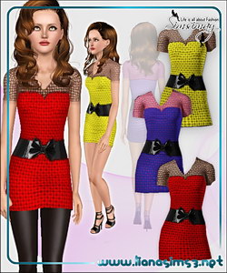 Mini dress in strong colors, recolorable except for the belt
