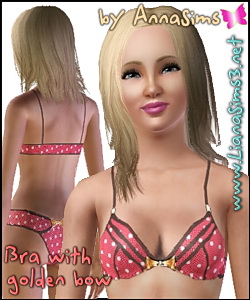 Fashion bra with golden bow available as sleepwear and swimwear. You can change the colors and the patterns in 2 areas.