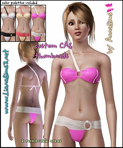 Chic 2-piece swimsuit, 2 recolorable areas, 3 custom palettes included.