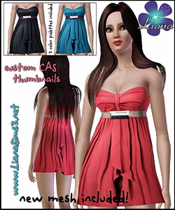 Satin babydoll dress featuring an upper waist belt, 3 color variations  and a new mesh included! Made with TSR Workshop.