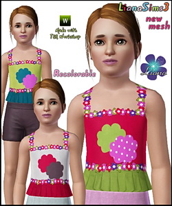 Adorable children top, 3 color variations, recolorable, new mesh