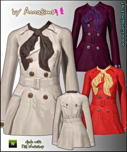 Beautiful jacket with scarf, recolorable. 