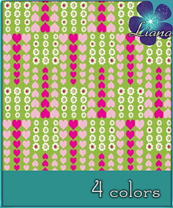 Hearts and flowers - pattern in 4 colors - best suited for children: wallpapers, carpets, furniture and clothes! See the alternate colors for more combinations!