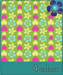 Hearts and flowers - pattern in 4 colors - best suited for children: wallpapers, carpets, furniture and clothes!